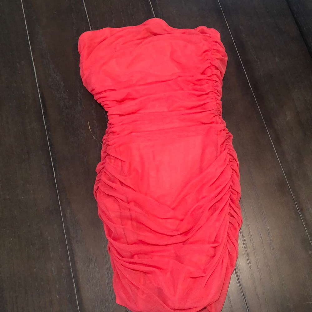 Hot Pink mini strapless dress